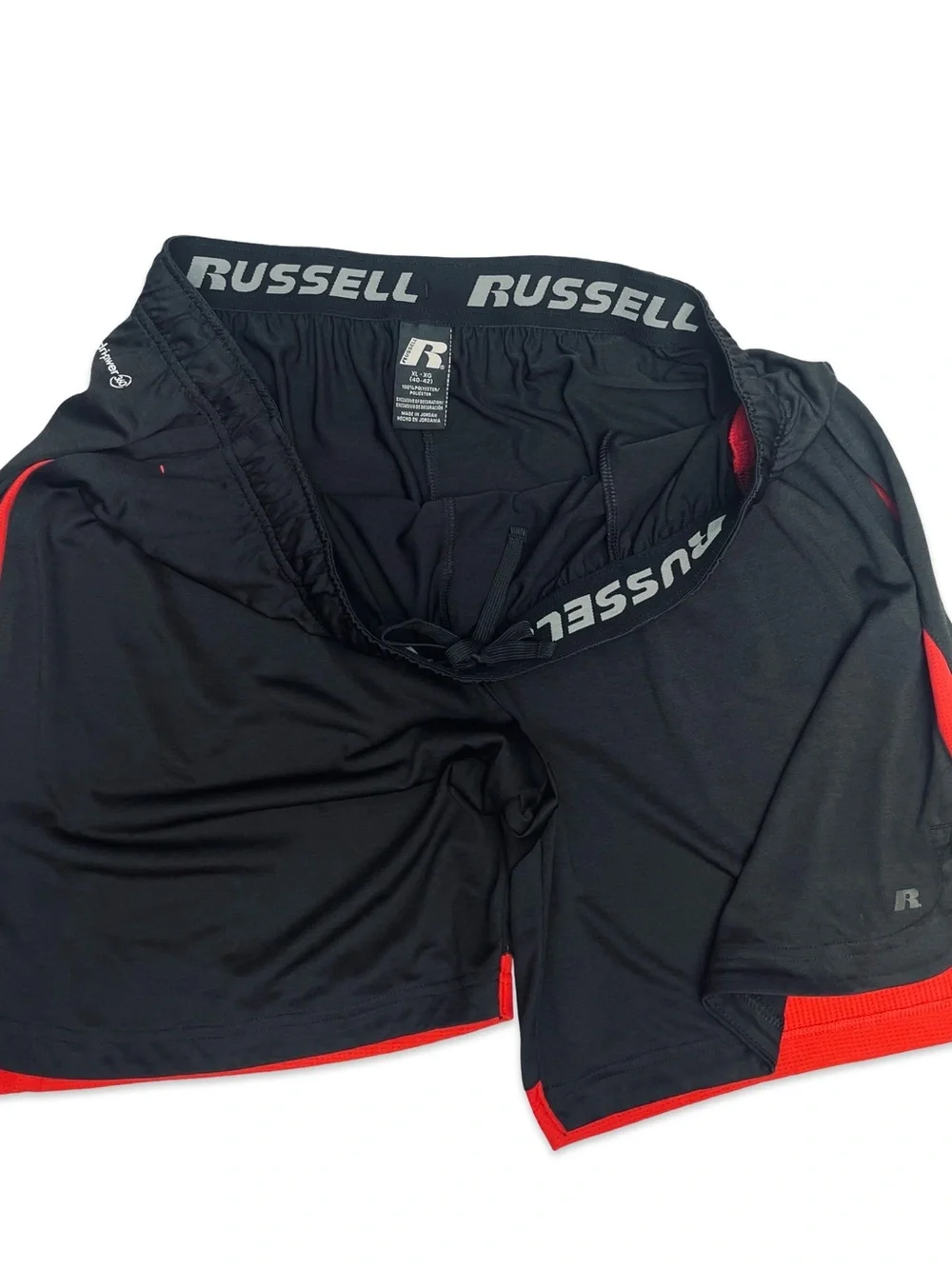 Russell Athletic Men's Dri-Power Basketball Shorts Black Red Size XL